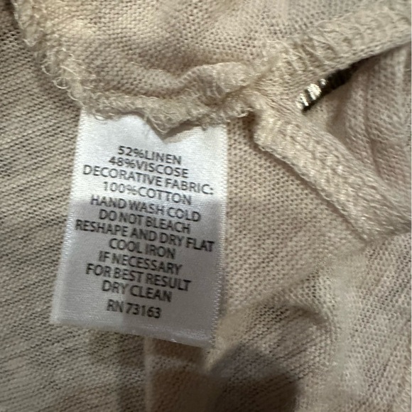 Cynthia Rowley Linen Blend Peasant Blouse Top Women’s Large Boho Babydoll Cream - Picture 10 of 11